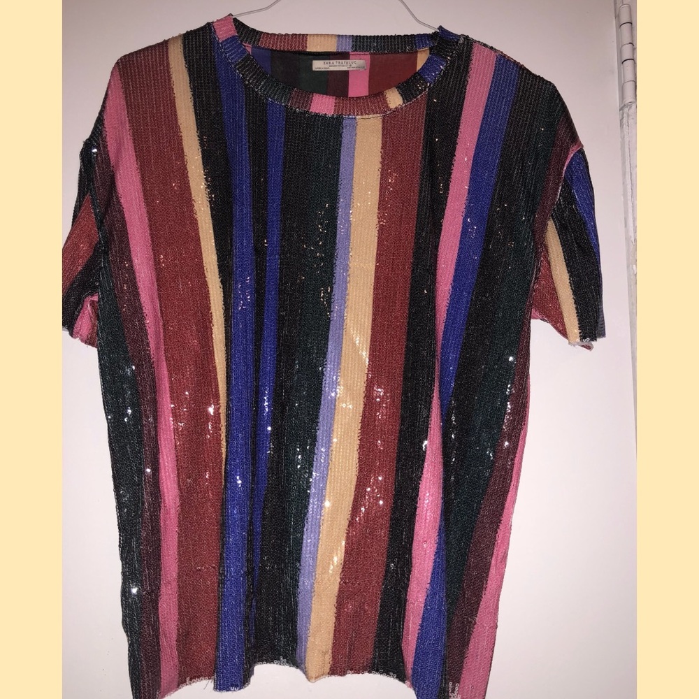 Zara sequin striped top